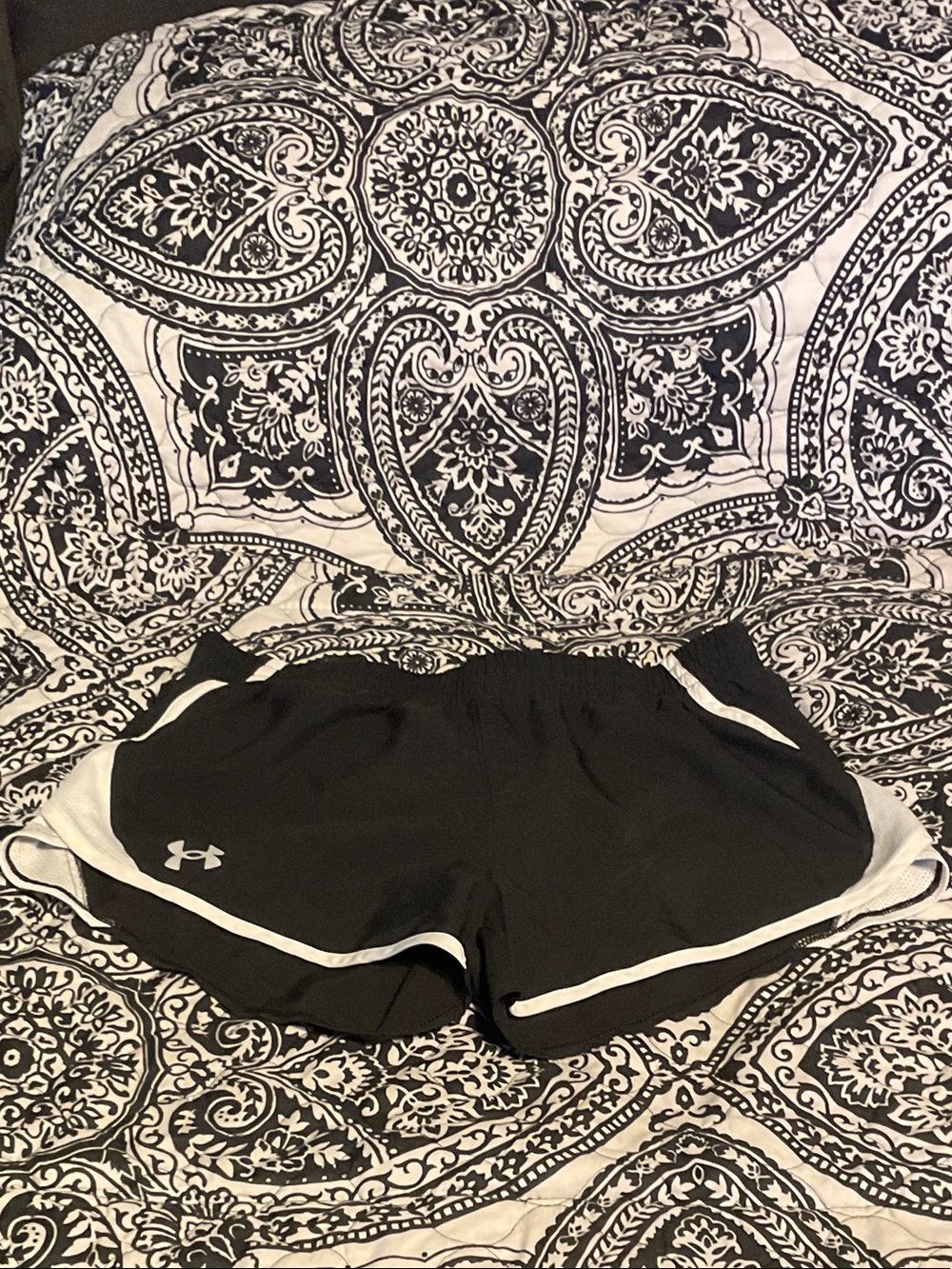 Under Armour Black Athletic Shorts with White Piping